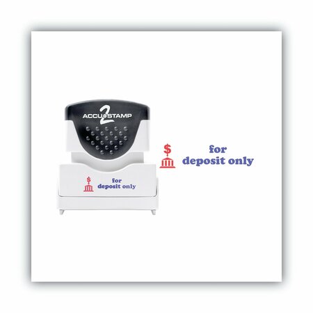 Accu-Stamp2 Stamp, Red/Blue, For Deposit Only, 1-5/8x.5 035523